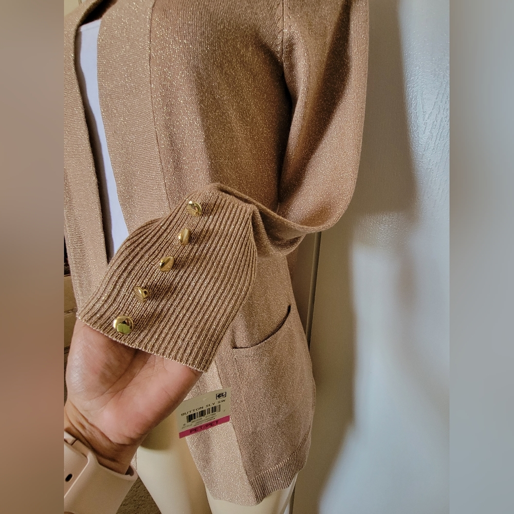 JM colección, gold cardigan, size PP, small, NWT - Picture 2 of 6